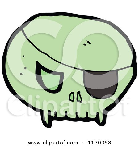 Cartoon Of A Green Pirate Skull 2 - Royalty Free Vector Clipart by lineartestpilot