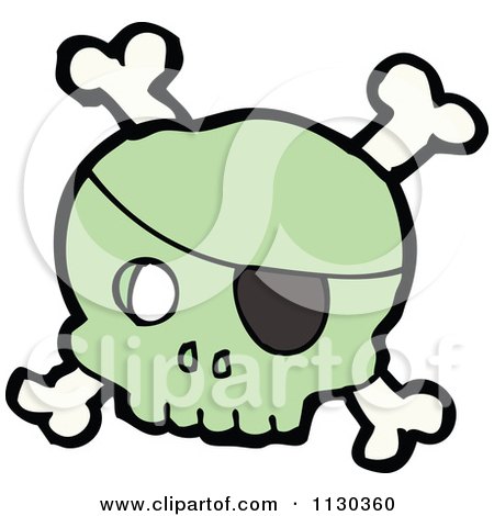 Cartoon Of A Green Pirate Skull And Crossbones 2 - Royalty Free Vector Clipart by lineartestpilot