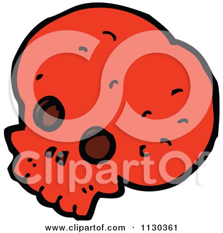Cartoon Of A Red Skull 11 - Royalty Free Vector Clipart by lineartestpilot