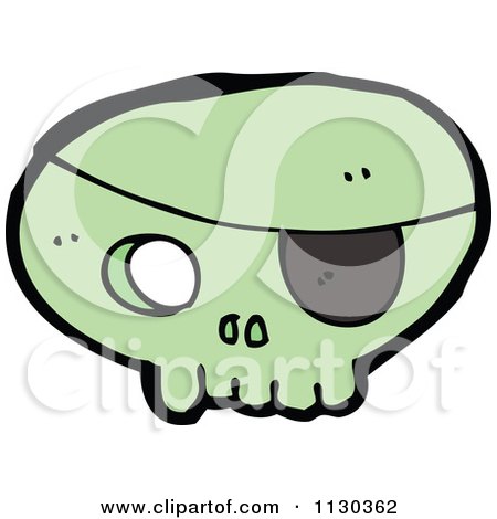 Cartoon Of A Green Pirate Skull 2 - Royalty Free Vector Clipart by lineartestpilot