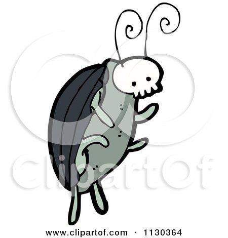 Cartoon Of A Skull Bug Beetle 1 - Royalty Free Vector Clipart by lineartestpilot