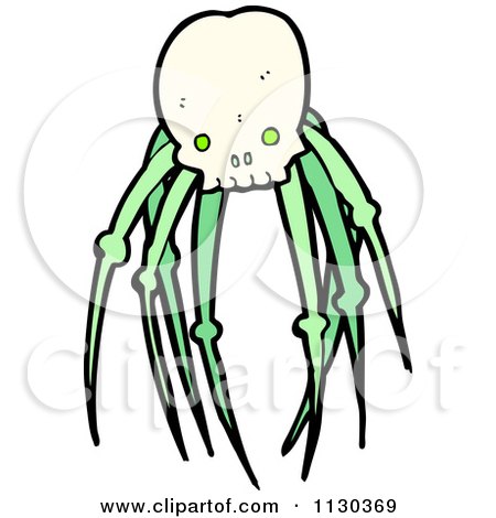 Cartoon Of A Skull With Creepy Legs 2 - Royalty Free Vector Clipart by lineartestpilot
