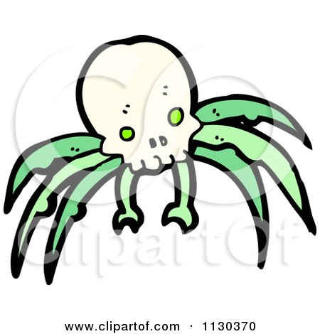 Cartoon Of A Skull With Creepy Legs 3 - Royalty Free Vector Clipart by lineartestpilot