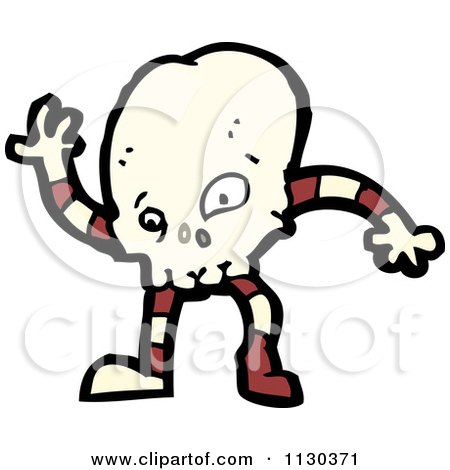 Cartoon Of A Skull With Arms And Legs - Royalty Free Vector Clipart by lineartestpilot