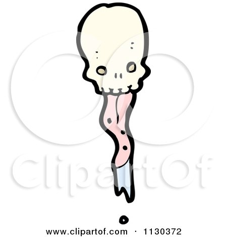 Cartoon Of A Skull With A Pink Tongue 2 - Royalty Free Vector Clipart by lineartestpilot