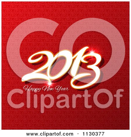 Clipart Of A Happy New Year 2013 Greeting Over Red - Royalty Free Vector Illustration by KJ Pargeter