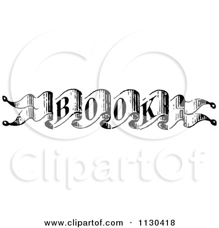 Clipart Of A Retro Vintage Black And White Wavy Book Ribbon Banner - Royalty Free Vector Illustration by Prawny Vintage