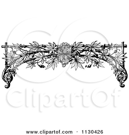 Clipart Of A Retro Vintage Black And White Trellis Arch And Vine - Royalty Free Vector Illustration by Prawny Vintage