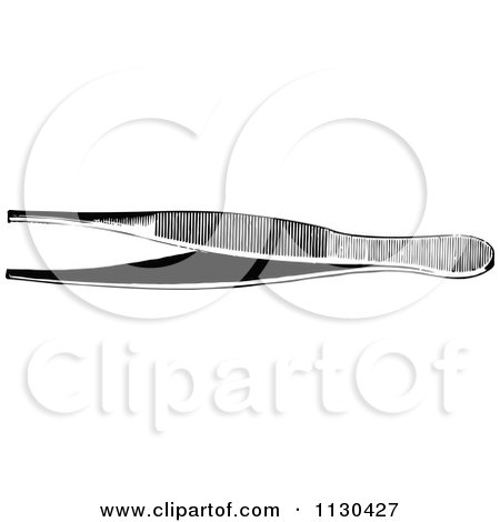 Clipart Of A Retro Vintage Black And White Pair Of Tweezers 1 - Royalty Free Vector Illustration by Prawny Vintage