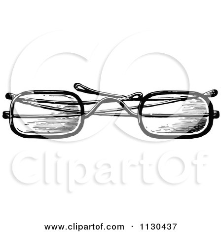 Clipart Of A Retro Vintage Black And White Eye Glasses 1 - Royalty Free Vector Illustration by Prawny Vintage