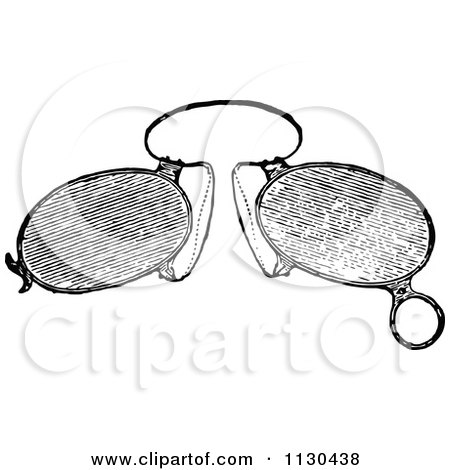 Clipart Of A Retro Vintage Black And White Eye Glasses 2 - Royalty Free Vector Illustration by Prawny Vintage