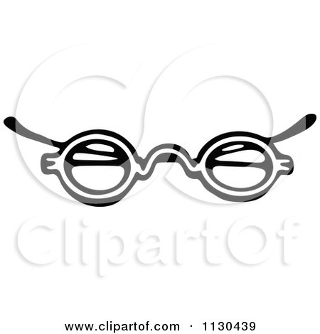 Clipart Of A Retro Vintage Black And White Eye Glasses 3 - Royalty Free Vector Illustration by Prawny Vintage