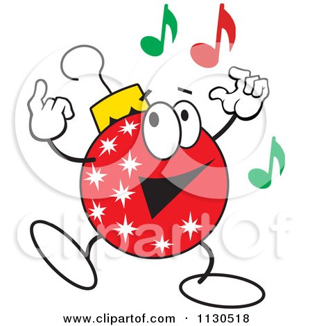Cartoon Of A Christmas Ornament Character Dancing - Royalty Free Vector Clipart by Johnny Sajem