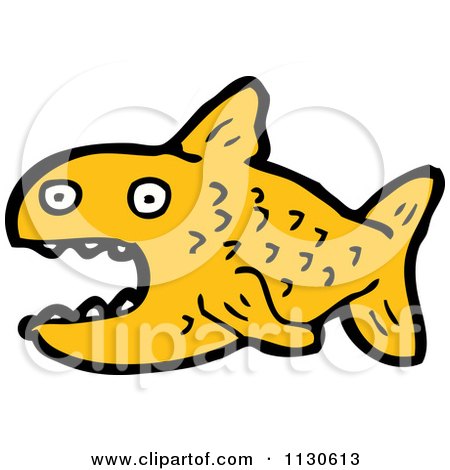 Cartoon Of A Gold Fish 3 - Royalty Free Vector Clipart by lineartestpilot