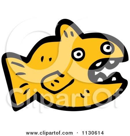 Cartoon Of A Gold Fish 2 - Royalty Free Vector Clipart by lineartestpilot