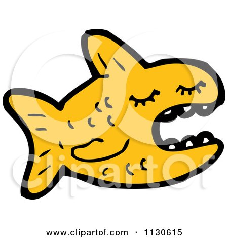 Cartoon Of A Gold Fish 1 - Royalty Free Vector Clipart by lineartestpilot