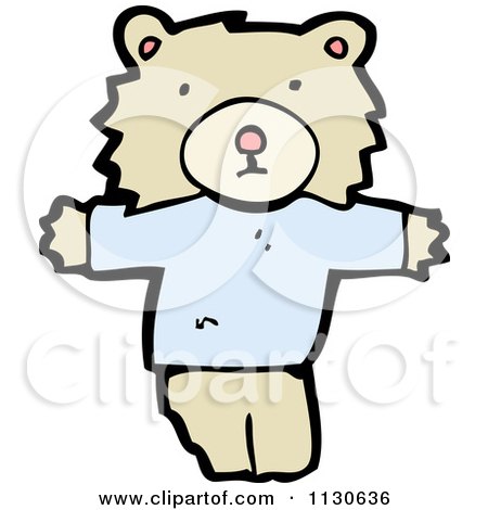 Cartoon Of A Bear Wearing A Blue Sweater - Royalty Free Vector Clipart by lineartestpilot