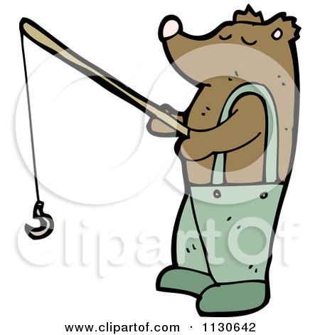 Cartoon Of A Fishing Bear - Royalty Free Vector Clipart by lineartestpilot