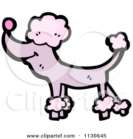 Cartoon Of A Purple Poodle 2 - Royalty Free Vector Clipart by lineartestpilot