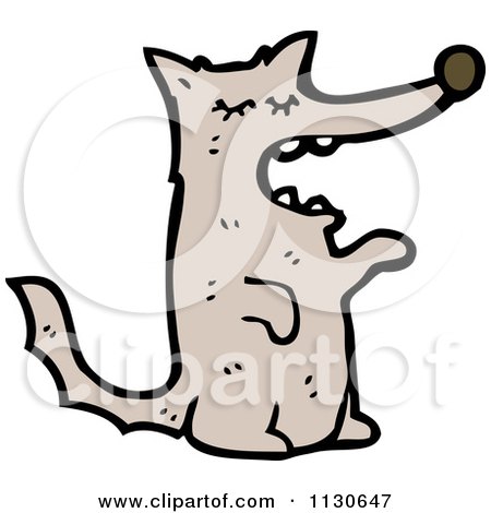 Cartoon Of A Howling Wolf 2 - Royalty Free Vector Clipart by lineartestpilot