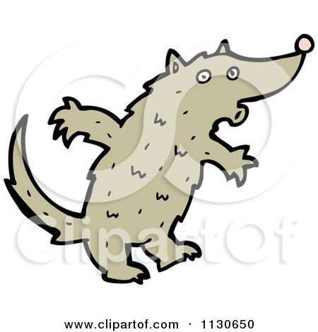 Cartoon Of A Howling Wolf 1 - Royalty Free Vector Clipart by lineartestpilot