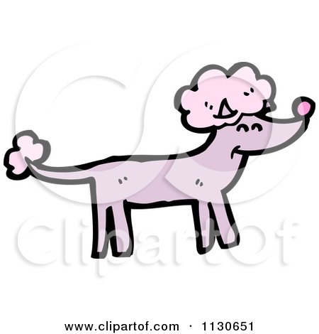 Cartoon Of A Purple Poodle 1 - Royalty Free Vector Clipart by lineartestpilot