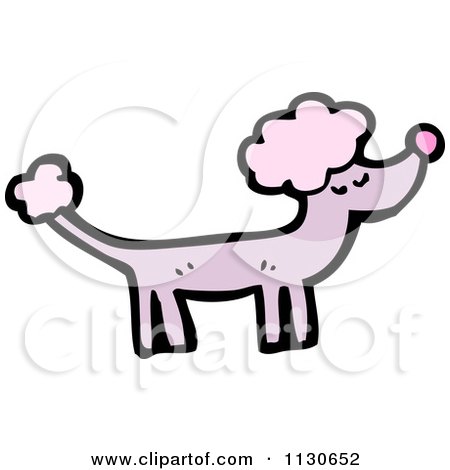 Cartoon Of A Purple Poodle 3 - Royalty Free Vector Clipart by lineartestpilot