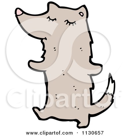 Cartoon Of A Wolf Walking Upright 2 - Royalty Free Vector Clipart by lineartestpilot