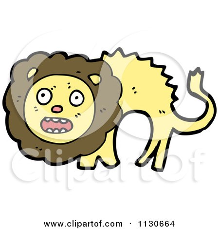 Cartoon Of A Scared Lion - Royalty Free Vector Clipart by lineartestpilot