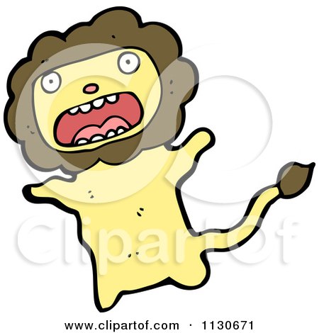 Cartoon Of A Screaming Lion - Royalty Free Vector Clipart by lineartestpilot