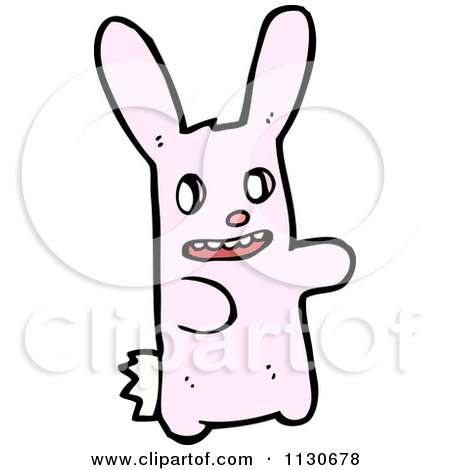 Cartoon Of A Pink Rabbit 2 - Royalty Free Vector Clipart by lineartestpilot