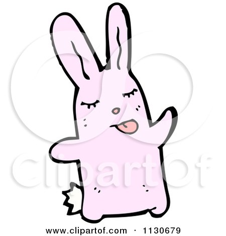 Cartoon Of A Pink Rabbit 1 - Royalty Free Vector Clipart by lineartestpilot