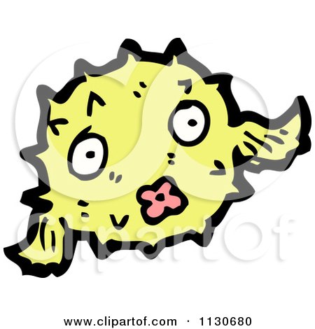 Cartoon Of A Yellow Puffer Fish 1 - Royalty Free Vector Clipart by lineartestpilot