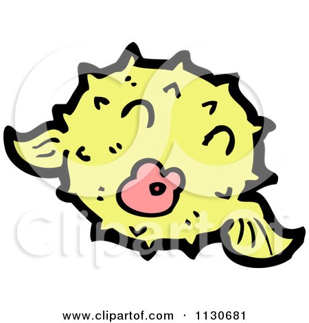 Cartoon Of A Yellow Puffer Fish 2 - Royalty Free Vector Clipart by lineartestpilot