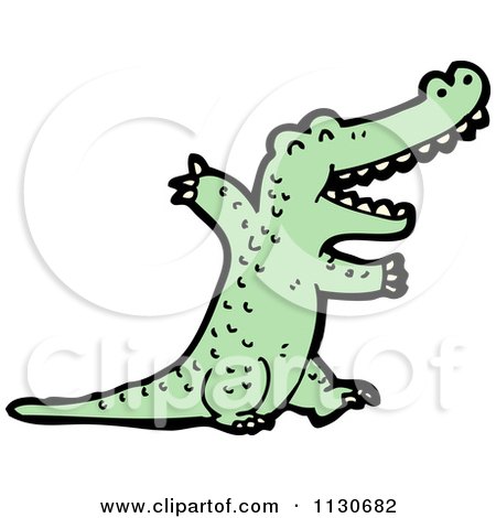 Cartoon Of A Green Crocodile 1 - Royalty Free Vector Clipart by lineartestpilot
