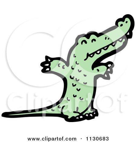 Cartoon Of A Green Crocodile 2 - Royalty Free Vector Clipart by lineartestpilot