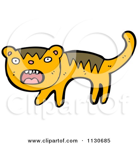 Cartoon Of A Scared Tiger 2 - Royalty Free Vector Clipart by lineartestpilot
