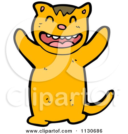 Cartoon Of A Happy Tiger - Royalty Free Vector Clipart by lineartestpilot