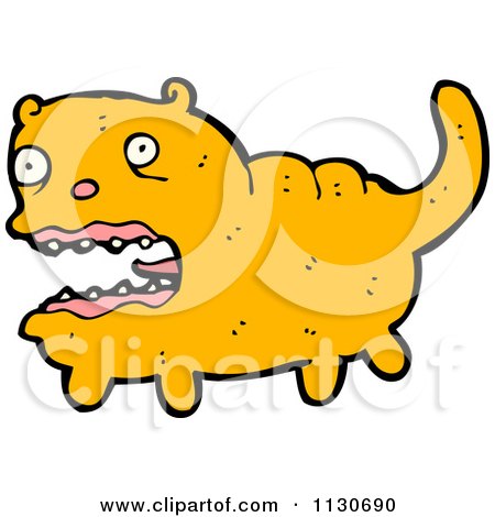 Cartoon Of A Scared Fat Orange Cat - Royalty Free Vector Clipart by lineartestpilot