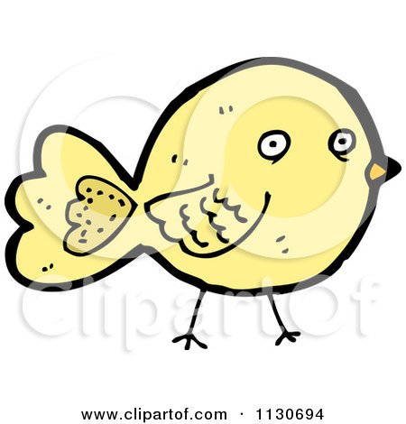 Cartoon Of A Yellow Bird 1 - Royalty Free Vector Clipart by lineartestpilot