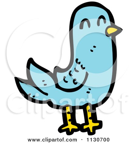 Cartoon Of A Blue Pigeon - Royalty Free Vector Clipart by lineartestpilot
