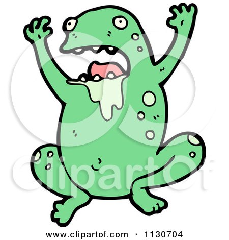 Cartoon Of A Sick Frog - Royalty Free Vector Clipart by lineartestpilot