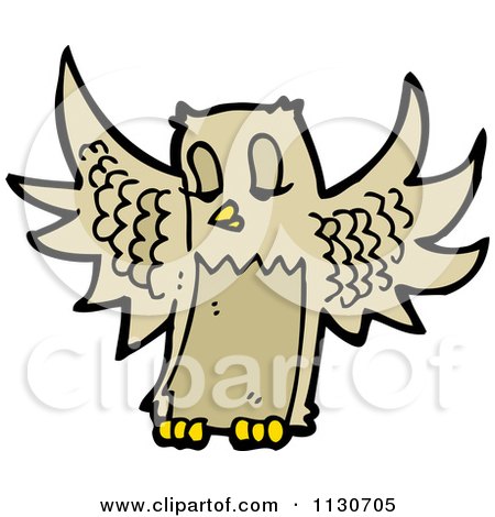 Cartoon Of A Flying Owl - Royalty Free Vector Clipart by lineartestpilot