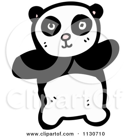 Cartoon Of A Waving Panda - Royalty Free Vector Clipart by lineartestpilot