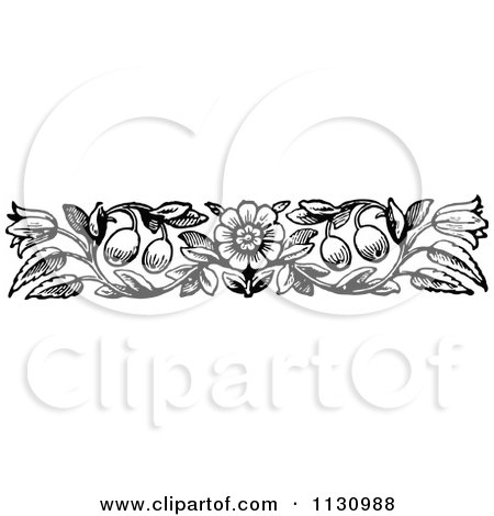 Clipart Of A Retro Vintage Black And White Floral Border 5 - Royalty Free Vector Illustration by Prawny Vintage