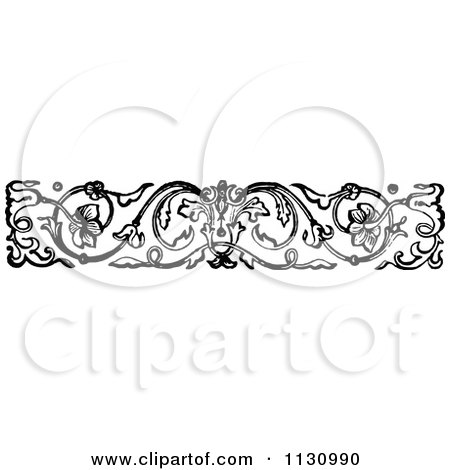 Clipart Of A Retro Vintage Black And White Floral Border 1 - Royalty Free Vector Illustration by Prawny Vintage