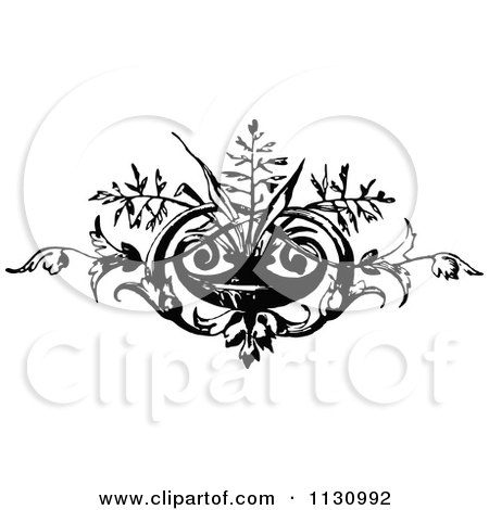Clipart Of A Retro Vintage Black And White Floral Vase Border - Royalty Free Vector Illustration by Prawny Vintage