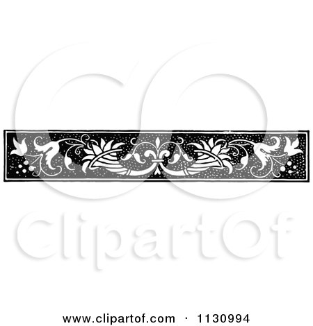Clipart Of A Retro Vintage Black And White Floral Border 2 - Royalty Free Vector Illustration by Prawny Vintage