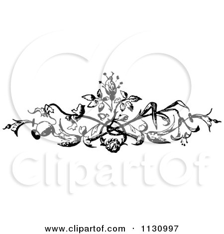 Clipart Of A Retro Vintage Black And White Floral Border 4 - Royalty Free Vector Illustration by Prawny Vintage