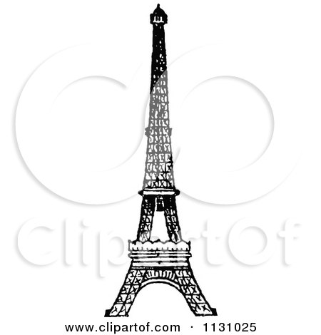 Clipart Of A Retro Vintage Black And White Eiffel Tower - Royalty Free Vector Illustration by Prawny Vintage